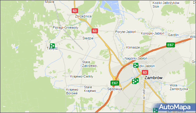 mapa Nowe Zakrzewo, Nowe Zakrzewo na mapie Targeo