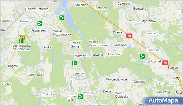 mapa Nowinki gmina Piaseczno, Nowinki gmina Piaseczno na mapie Targeo