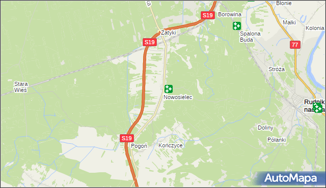 mapa Nowosielec gmina Nisko, Nowosielec gmina Nisko na mapie Targeo