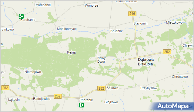 mapa Nowy Dwór gmina Dąbrowa Biskupia, Nowy Dwór gmina Dąbrowa Biskupia na mapie Targeo