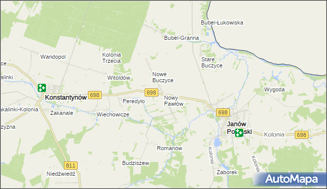 mapa Nowy Pawłów, Nowy Pawłów na mapie Targeo