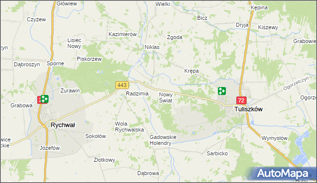 mapa Nowy Świat gmina Tuliszków, Nowy Świat gmina Tuliszków na mapie Targeo