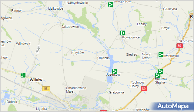 mapa Objazda gmina Namysłów, Objazda gmina Namysłów na mapie Targeo