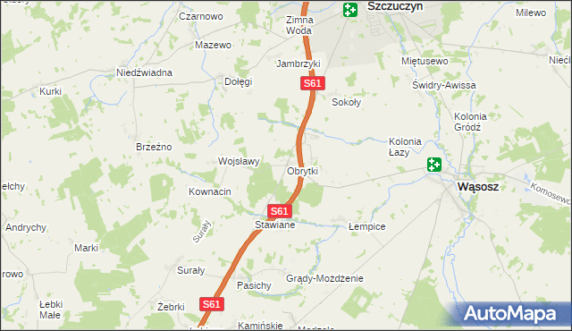 mapa Obrytki gmina Szczuczyn, Obrytki gmina Szczuczyn na mapie Targeo