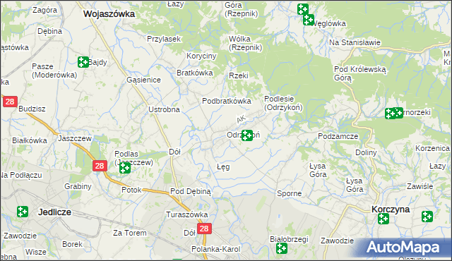 mapa Odrzykoń, Odrzykoń na mapie Targeo