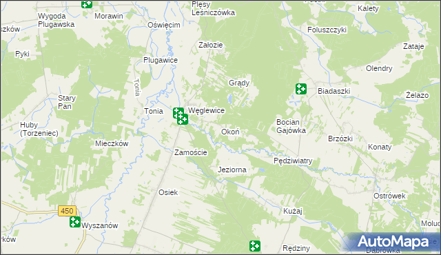 mapa Okoń, Okoń na mapie Targeo