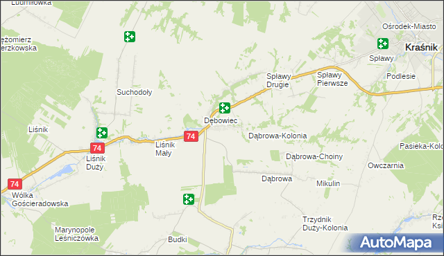 mapa Olbięcin, Olbięcin na mapie Targeo