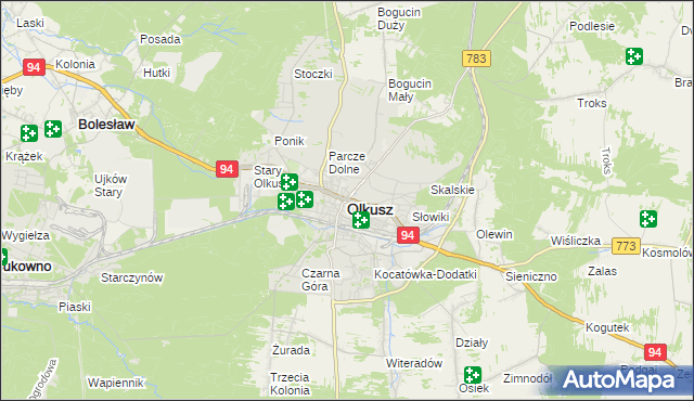 mapa Olkusz, Olkusz na mapie Targeo