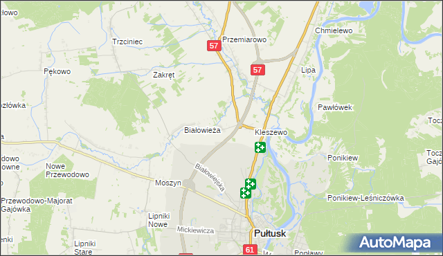 mapa Olszak gmina Pułtusk, Olszak gmina Pułtusk na mapie Targeo