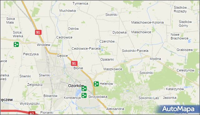 mapa Opalanki gmina Ozorków, Opalanki gmina Ozorków na mapie Targeo