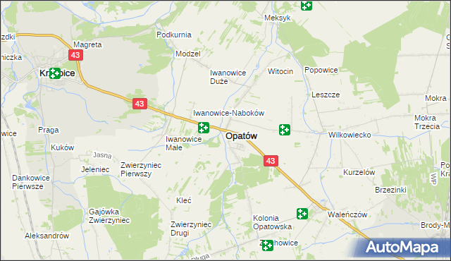 mapa Opatów powiat kłobucki, Opatów powiat kłobucki na mapie Targeo