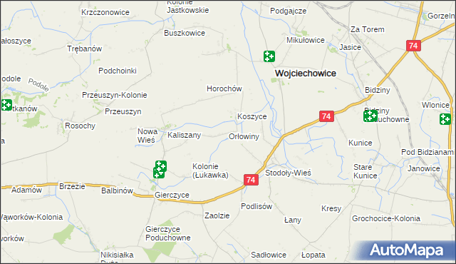 mapa Orłowiny, Orłowiny na mapie Targeo