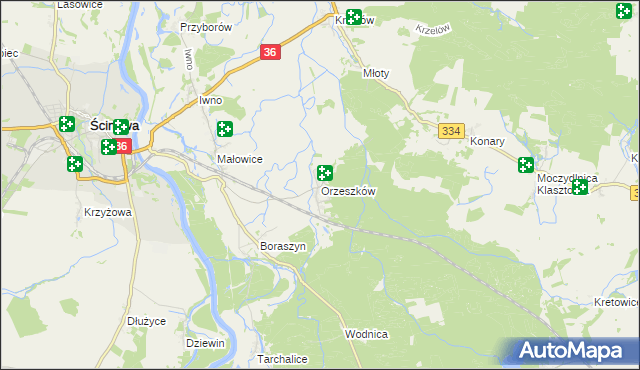 mapa Orzeszków gmina Wińsko, Orzeszków gmina Wińsko na mapie Targeo