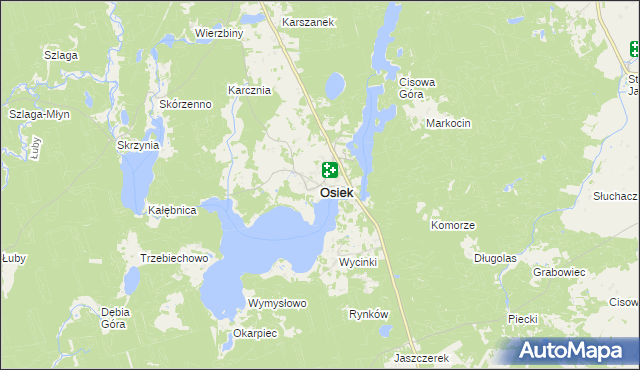 mapa Osiek powiat starogardzki, Osiek powiat starogardzki na mapie Targeo