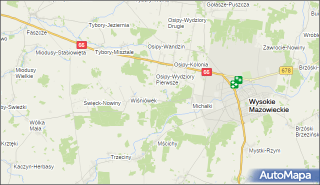 mapa Osipy-Zakrzewizna, Osipy-Zakrzewizna na mapie Targeo