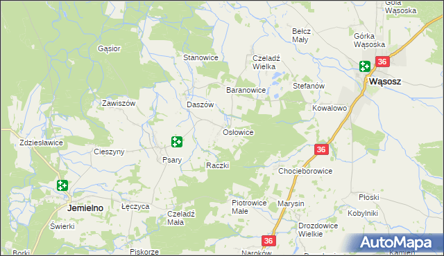 mapa Osłowice, Osłowice na mapie Targeo