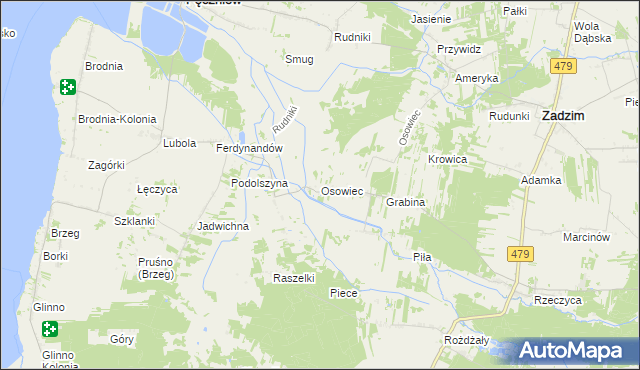 mapa Osowiec gmina Pęczniew, Osowiec gmina Pęczniew na mapie Targeo