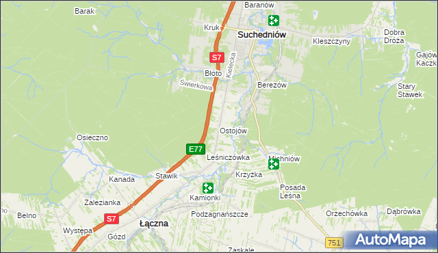 mapa Ostojów, Ostojów na mapie Targeo