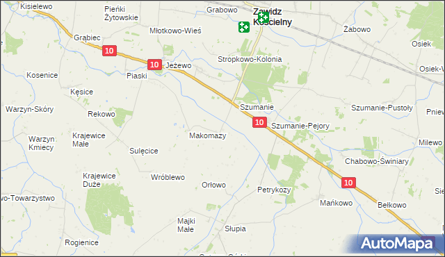 mapa Ostrowy gmina Zawidz, Ostrowy gmina Zawidz na mapie Targeo