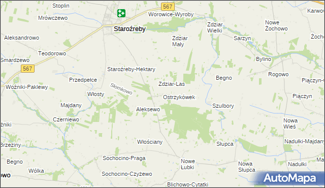 mapa Ostrzykówek, Ostrzykówek na mapie Targeo