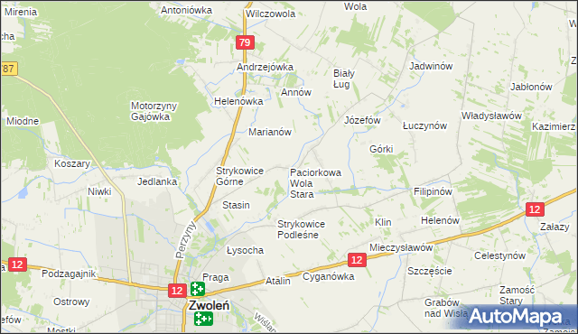 mapa Paciorkowa Wola Stara, Paciorkowa Wola Stara na mapie Targeo