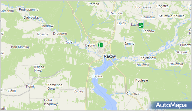 mapa Pągowiec gmina Raków, Pągowiec gmina Raków na mapie Targeo