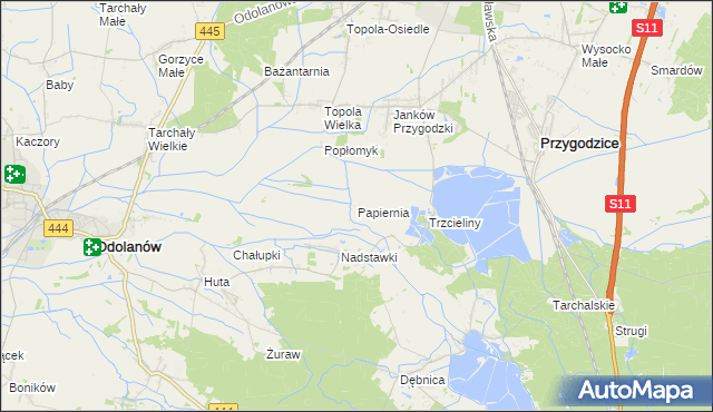 mapa Papiernia gmina Odolanów, Papiernia gmina Odolanów na mapie Targeo