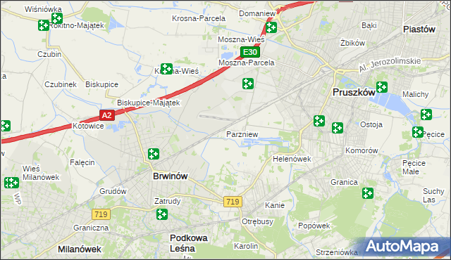 mapa Parzniew, Parzniew na mapie Targeo