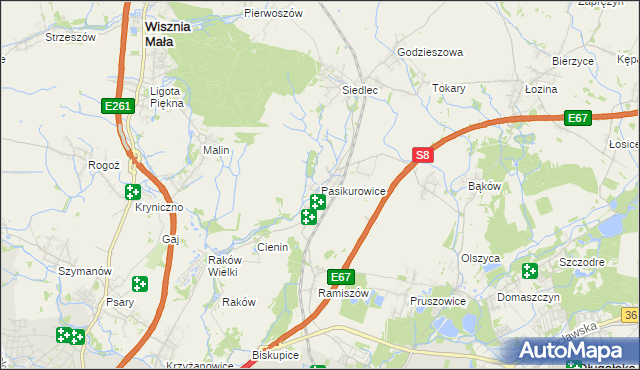 mapa Pasikurowice, Pasikurowice na mapie Targeo