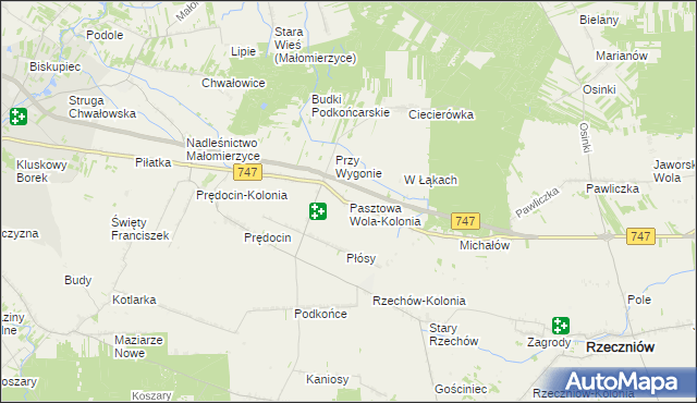 mapa Pasztowa Wola-Kolonia, Pasztowa Wola-Kolonia na mapie Targeo