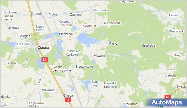 mapa Pawełki gmina Kochanowice, Pawełki gmina Kochanowice na mapie Targeo