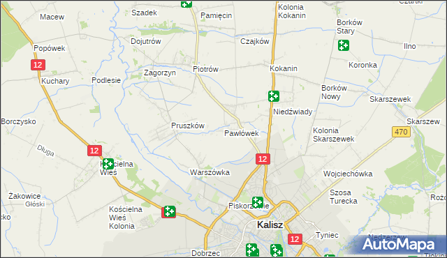 mapa Pawłówek gmina Blizanów, Pawłówek gmina Blizanów na mapie Targeo