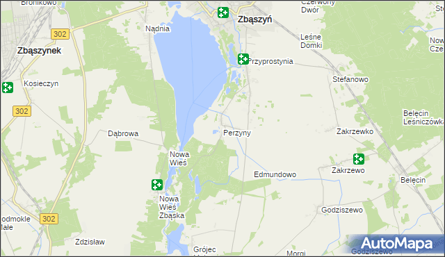 mapa Perzyny gmina Zbąszyń, Perzyny gmina Zbąszyń na mapie Targeo