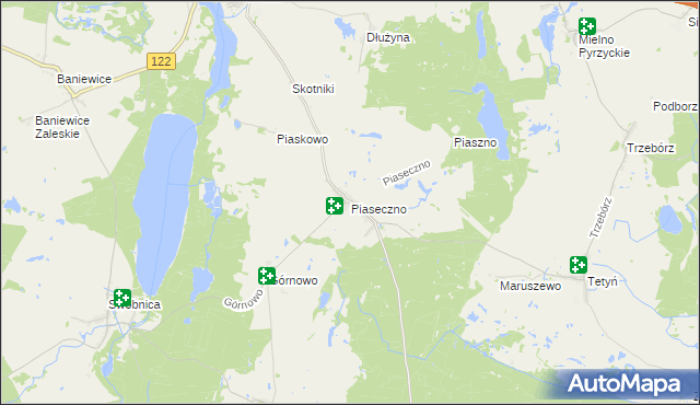 mapa Piaseczno gmina Banie, Piaseczno gmina Banie na mapie Targeo