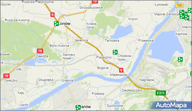 mapa Piaseczno gmina Łoniów, Piaseczno gmina Łoniów na mapie Targeo