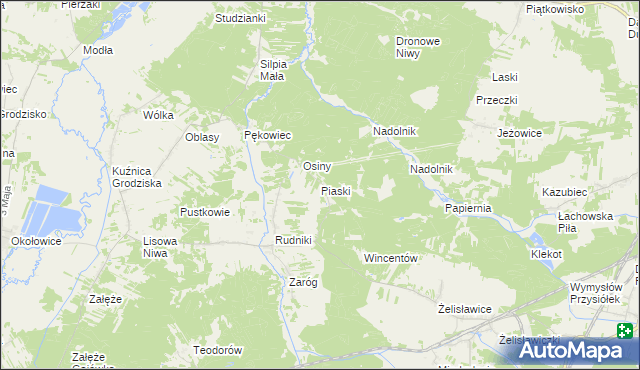 mapa Piaski gmina Koniecpol, Piaski gmina Koniecpol na mapie Targeo