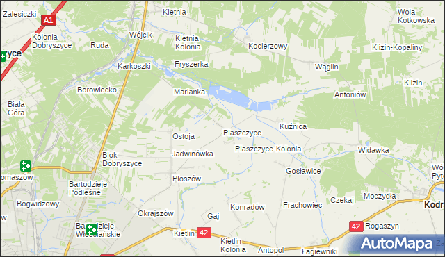 mapa Piaszczyce, Piaszczyce na mapie Targeo