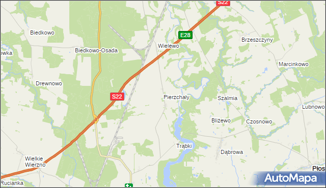 mapa Pierzchały gmina Płoskinia, Pierzchały gmina Płoskinia na mapie Targeo