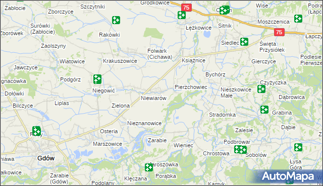 mapa Pierzchów, Pierzchów na mapie Targeo