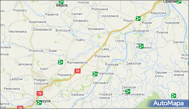 mapa Piotrowice gmina Koszyce, Piotrowice gmina Koszyce na mapie Targeo