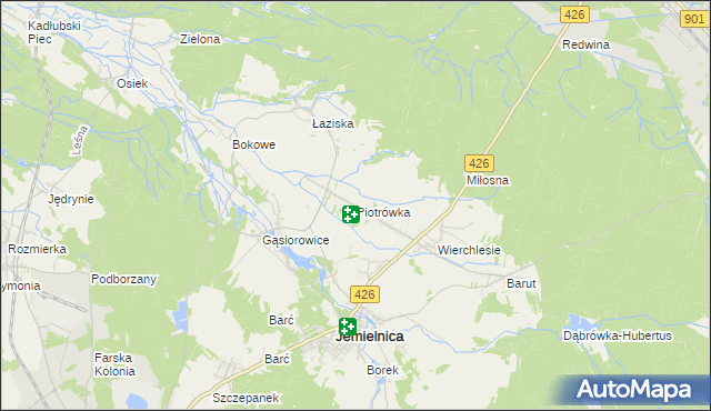 mapa Piotrówka gmina Jemielnica, Piotrówka gmina Jemielnica na mapie Targeo