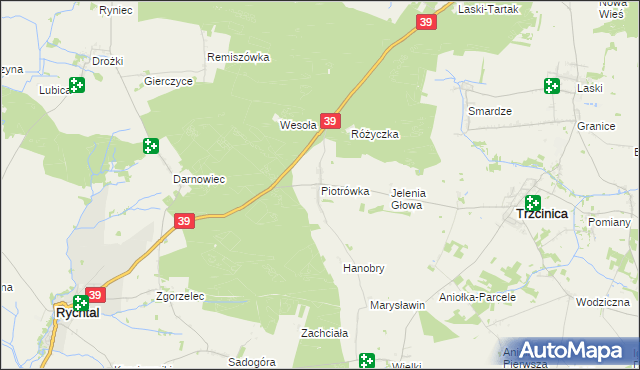 mapa Piotrówka gmina Trzcinica, Piotrówka gmina Trzcinica na mapie Targeo