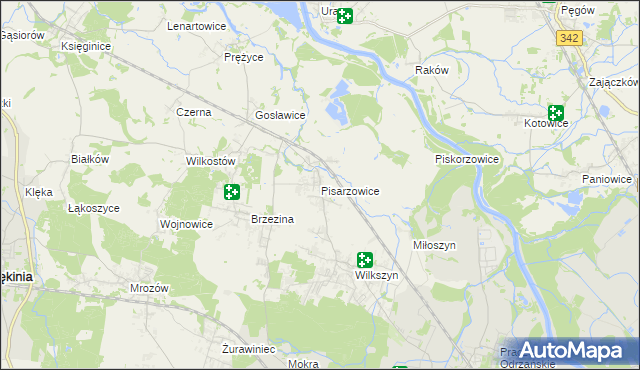 mapa Pisarzowice gmina Miękinia, Pisarzowice gmina Miękinia na mapie Targeo
