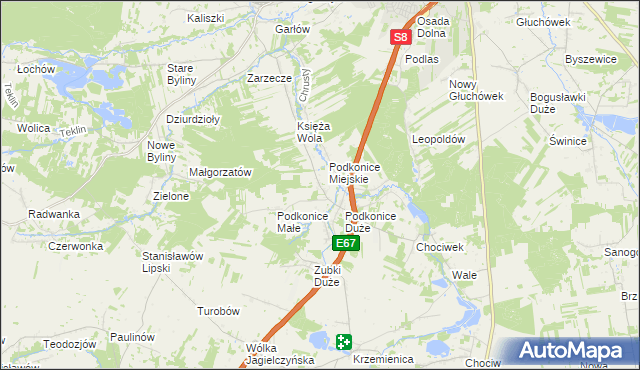 mapa Podkońska Wola, Podkońska Wola na mapie Targeo