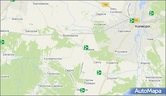 mapa Podlesie gmina Lelów, Podlesie gmina Lelów na mapie Targeo