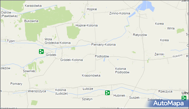 mapa Podlodów gmina Łaszczów, Podlodów gmina Łaszczów na mapie Targeo