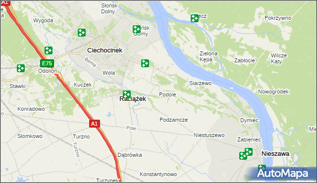 mapa Podole gmina Raciążek, Podole gmina Raciążek na mapie Targeo
