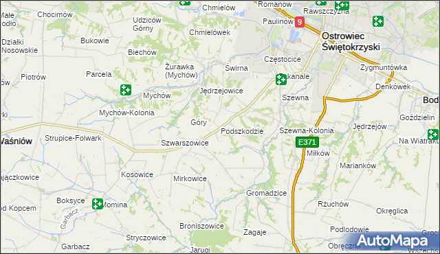 mapa Podszkodzie, Podszkodzie na mapie Targeo