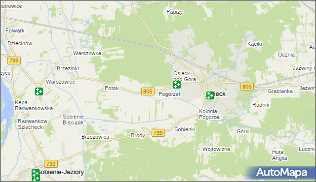 mapa Pogorzel gmina Osieck, Pogorzel gmina Osieck na mapie Targeo