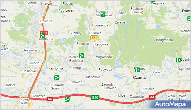 mapa Pogwizdów gmina Czarna, Pogwizdów gmina Czarna na mapie Targeo